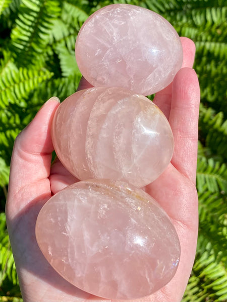 High Quality Medium Rose Quartz Palm Stone - Morganna’s Treasures 