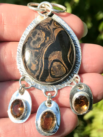 Desert Jasper and Smoky Quartz Pendant - Morganna’s Treasures 