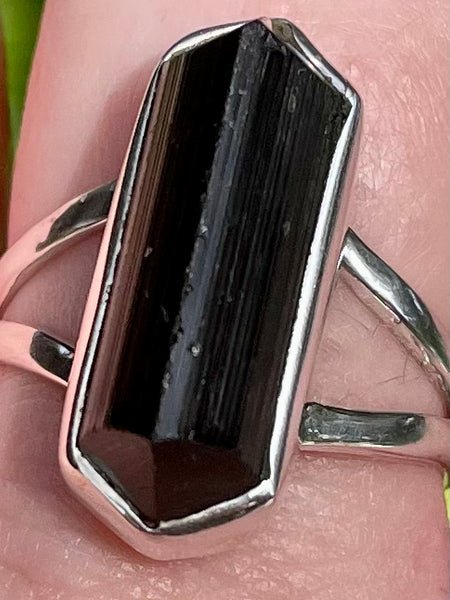 Rough Black Tourmaline Ring Size 8.5 - Morganna’s Treasures 