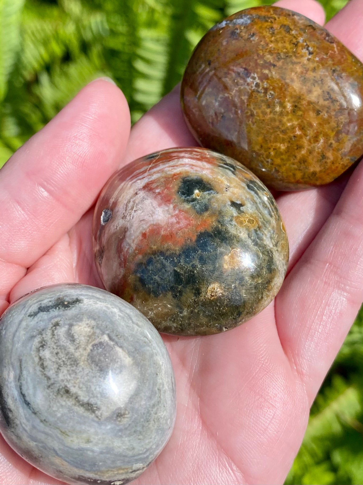 Small Ocean Jasper Palm Stone - Morganna’s Treasures 