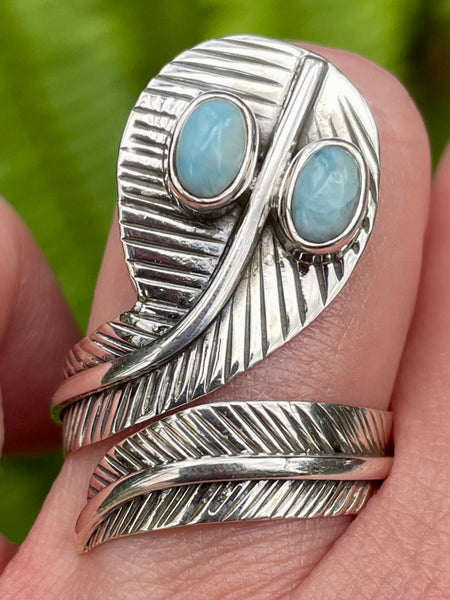 Larimar Feather Ring Size 8 - Morganna’s Treasures 