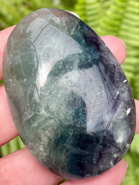 Large Rainbow Fluorite Palm Stone - Morganna’s Treasures 