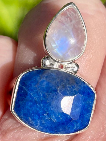 Rainbow Moonstone and Lapis Lazuli Ring Size 7.75 - Morganna’s Treasures 