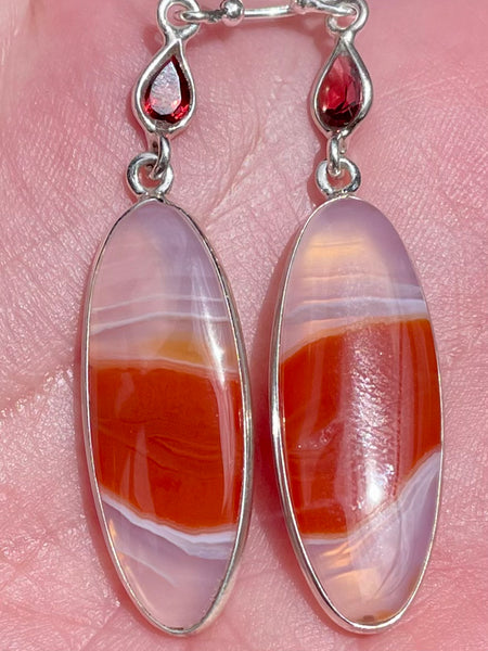 Lake Superior Agate and Garnet Earrings - Morganna’s Treasures 