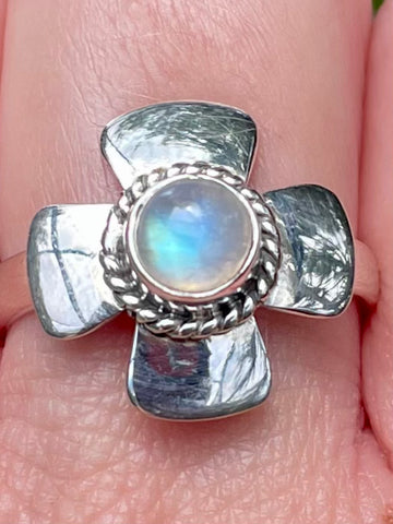 Southwest Style Rainbow Moonstone Ring Size 9 - Morganna’s Treasures 