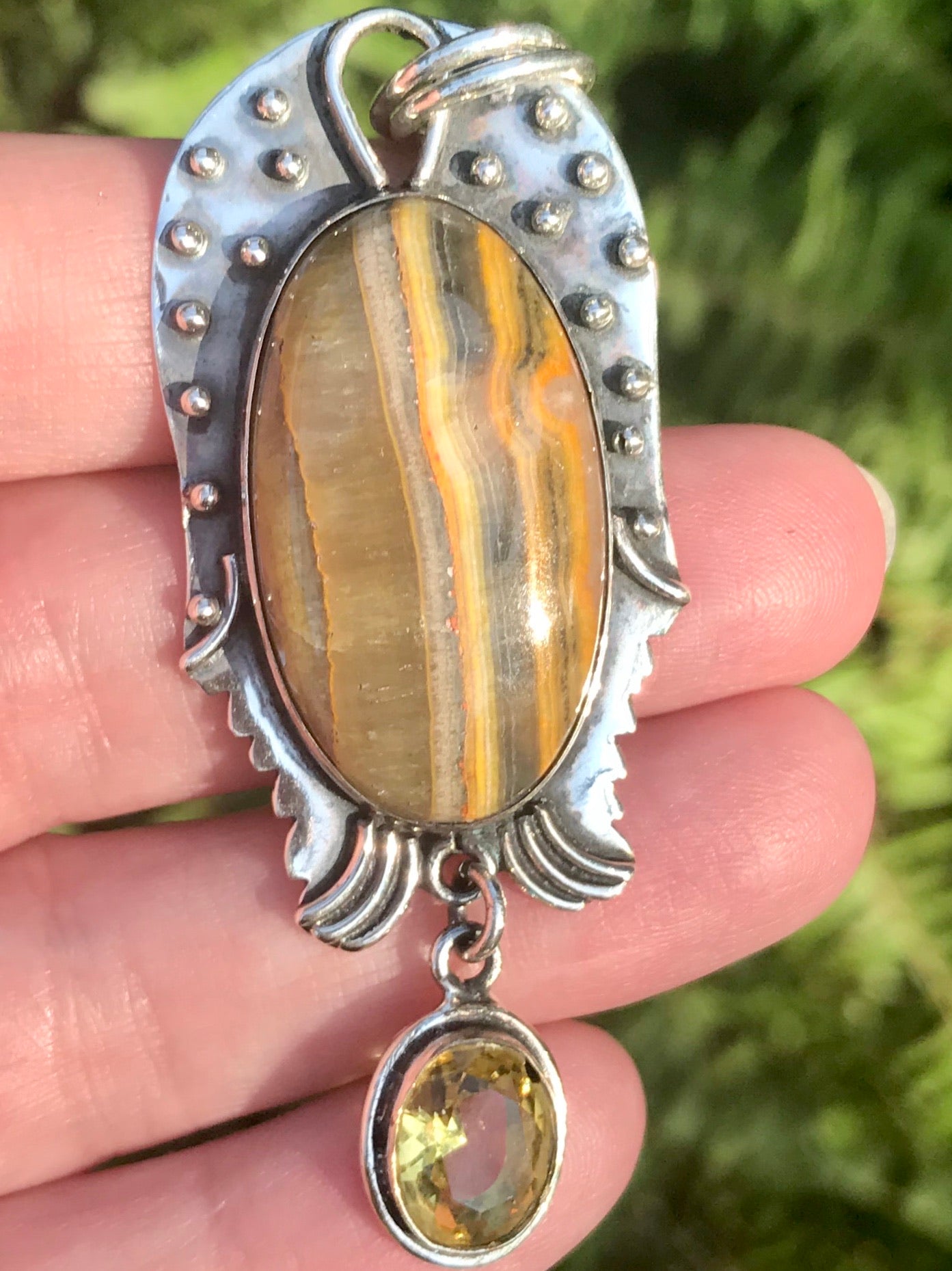 Bumblebee Jasper and Citrine Pendant - Morganna’s Treasures 