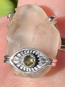 Moldavite and Libyan Desert Glass Eye Ring Size 8 - Morganna’s Treasures 