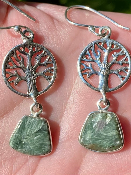 Green Seraphinite Tree of Life Earrings - Morganna’s Treasures 