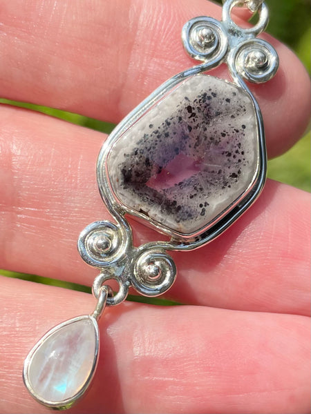 Auralite 23 and Rainbow Moonstone Pendant - Morganna’s Treasures 