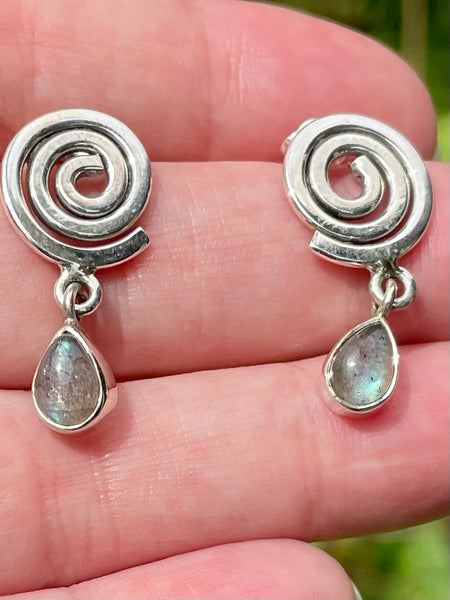 Spiral Studded Labradorite Earrings - Morganna’s Treasures 