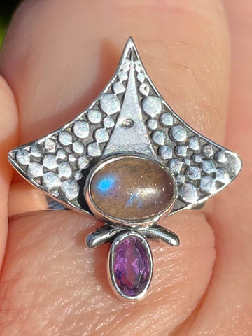 Labradorite and Amethyst Ring Size 7 - Morganna’s Treasures 