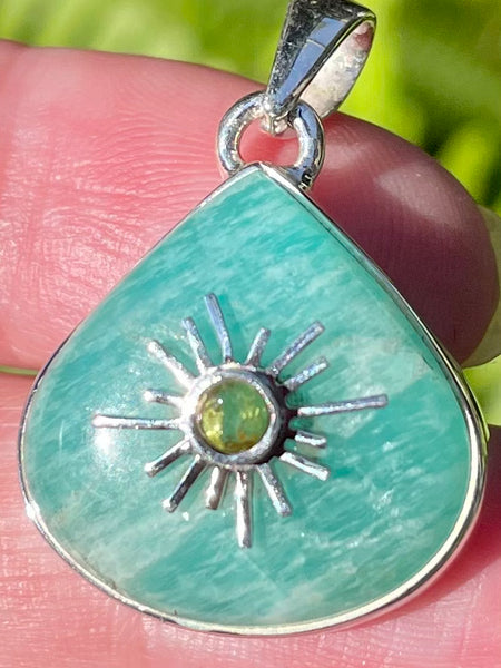 Amazonite and Ethiopian Opal Sun Pendant - Morganna’s Treasures 