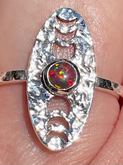 Fire Opal Phases of the Moon Ring Size 7.5 - Morganna’s Treasures 