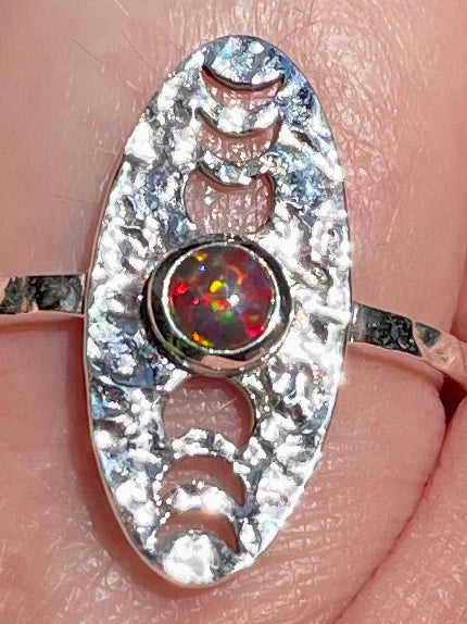 Fire Opal Phases of the Moon Ring Size 7.5 - Morganna’s Treasures 