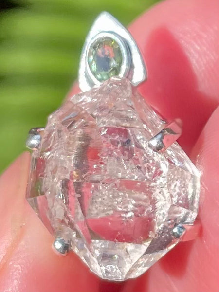 Moldavite and Herkimer Diamond Pendant - Morganna’s Treasures 