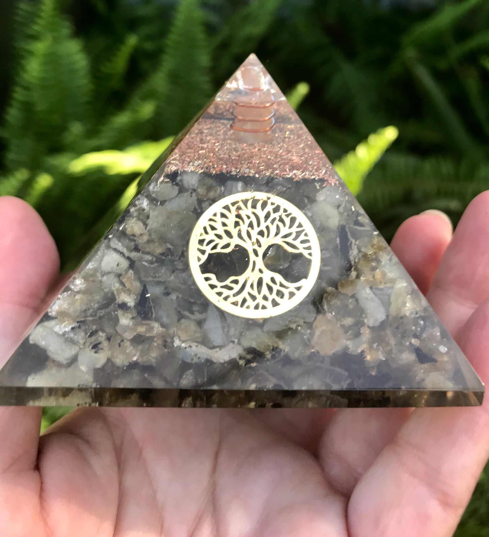 Large Labradorite Orgonite Crystal Pyramid - Morganna’s Treasures 