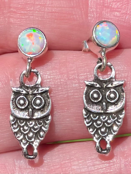 Fire Opal Owl Studded Earrings - Morganna’s Treasures 