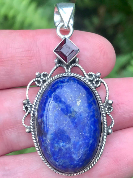 Lapis Lazuli and Garnet Pendant - Morganna’s Treasures 