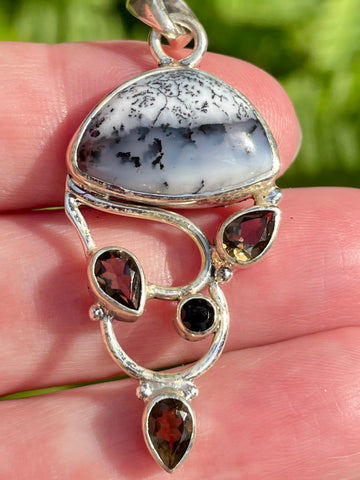 Merlinite, Black Onyx and Smoky Quartz Pendant - Morganna’s Treasures 