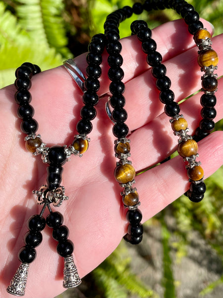 Black Jasper and Tigers Eye Prayer Beads - Morganna’s Treasures 