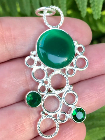 Green Onyx and Chrome Diopside Pendant - Morganna’s Treasures 