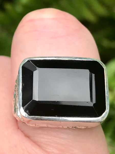 Black Onyx Cocktail Ring Size 8 - Morganna’s Treasures 