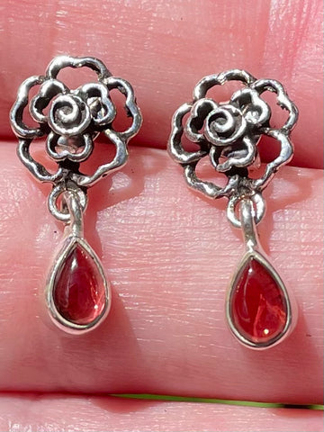 Garnet Rose Studded Earrings - Morganna’s Treasures 