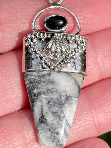 Pinolith Jasper and Black Onyx Pendant - Morganna’s Treasures 