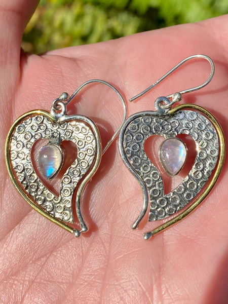 Moonstone Heart Earrings - Morganna’s Treasures 