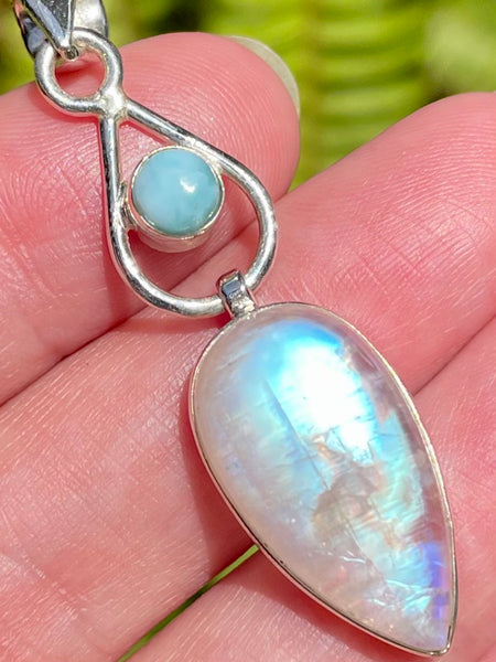 Rainbow Moonstone and Larimar Pendant - Morganna’s Treasures 