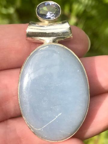 Angelite and Iolite Pendant - Morganna’s Treasures 