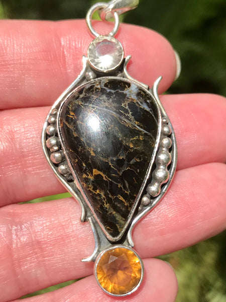 Pillars Jasper, Clear Quartz and Citrine Pendant - Morganna’s Treasures 