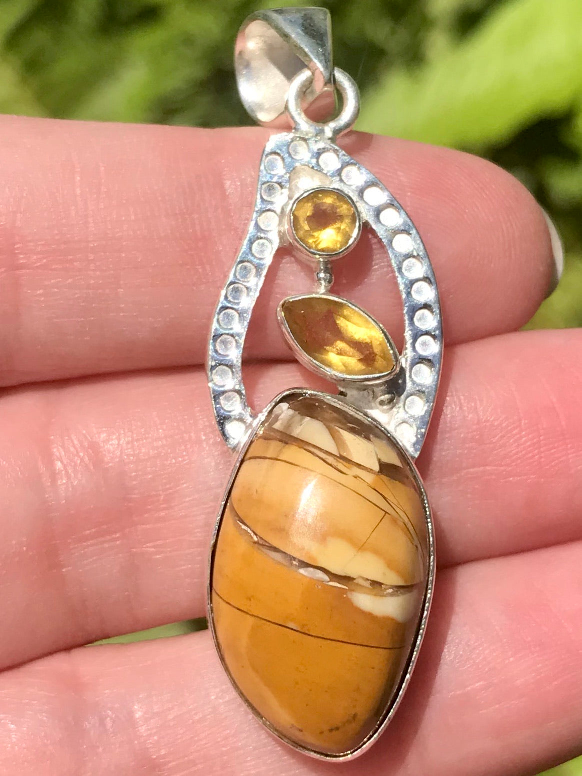 Brecciated Mookaite, Citrine Pendant 1 1/2