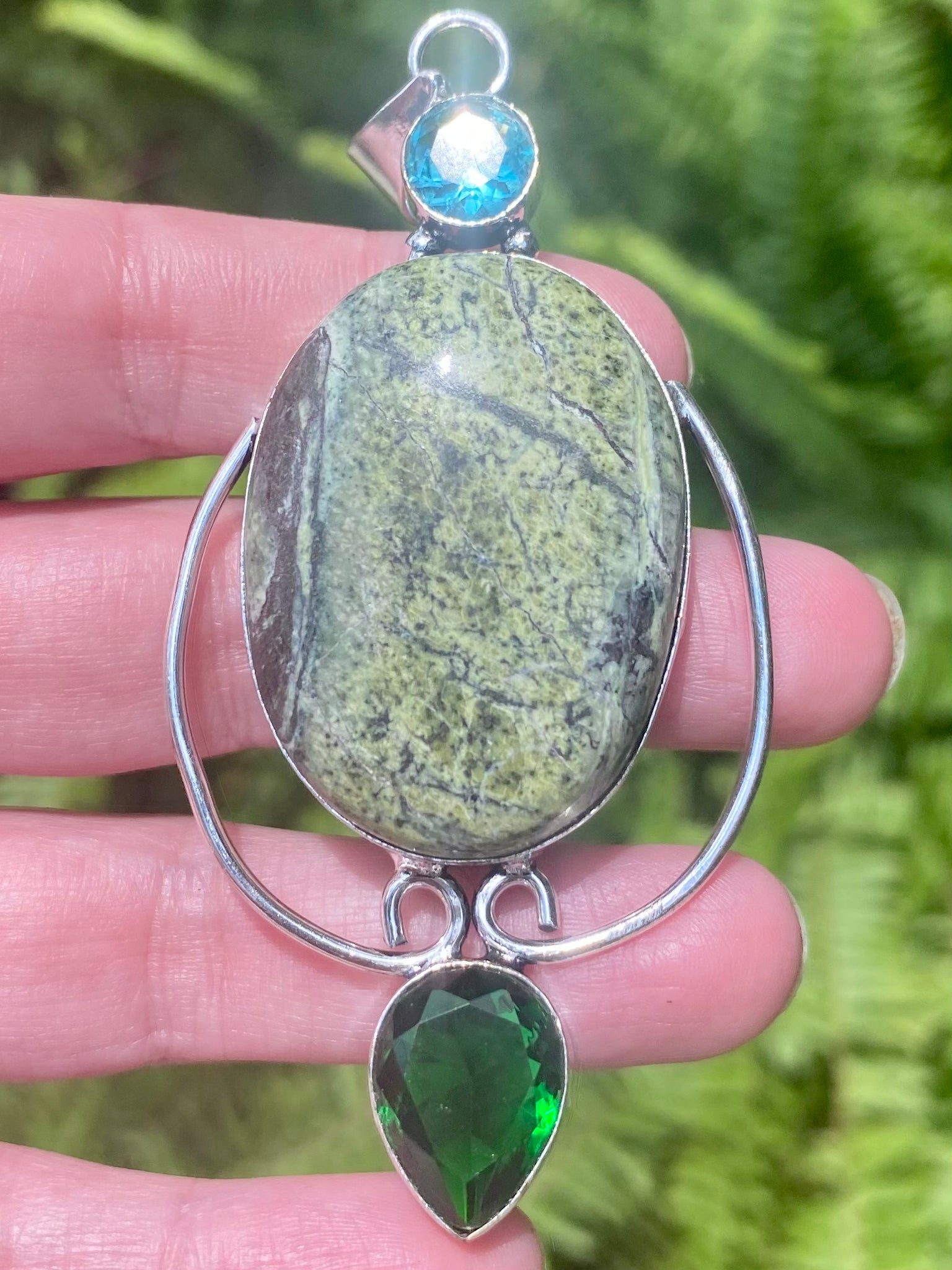 Green Opal, Peridot and Blue Topaz Pendant - Morganna’s Treasures 