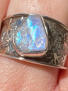 Rough Rainbow Moonstone Ring Size 9.5 - Morganna’s Treasures 