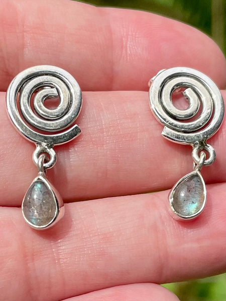 Spiral Studded Labradorite Earrings - Morganna’s Treasures 