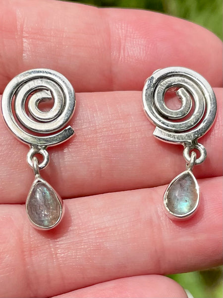 Spiral Studded Labradorite Earrings - Morganna’s Treasures 