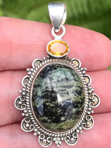 Kambaba Jasper and Citrine Pendant - Morganna’s Treasures 