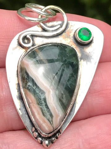 Ocean Jasper and Emerald Pendant - Morganna’s Treasures 