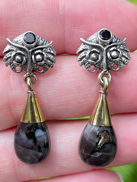 Indigo Gabbro and Black Onyx Earrings - Morganna’s Treasures 