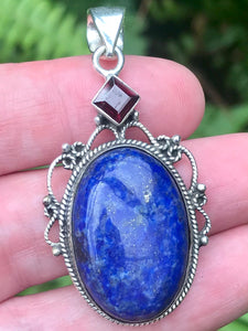 Lapis Lazuli and Garnet Pendant - Morganna’s Treasures 