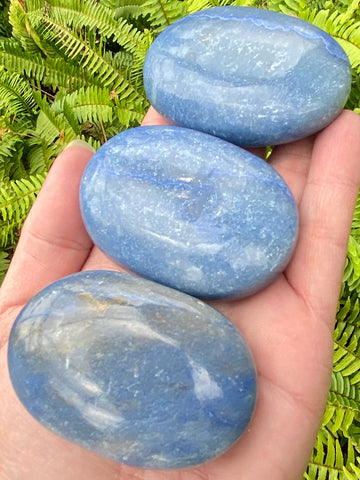 Blue Quartz Palm Stones - Morganna’s Treasures 