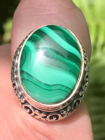 Malachite Cocktail Ring Size 7.5 - Morganna’s Treasures 