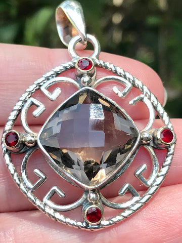 Garnet and Smoky Quartz Pendant - Morganna’s Treasures 