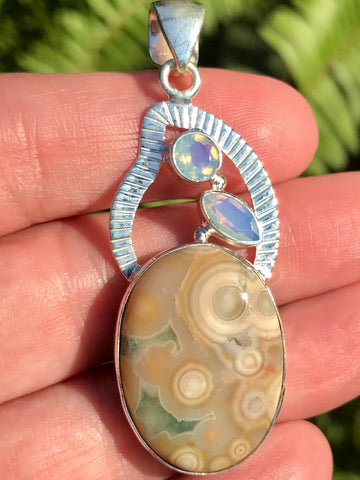 Ocean Jasper and Opalite Pendant - Morganna’s Treasures 