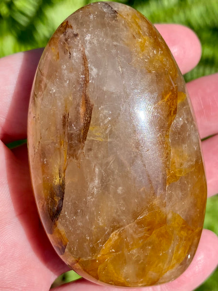 Large Golden Healer Quartz Palm Stone - Morganna’s Treasures 