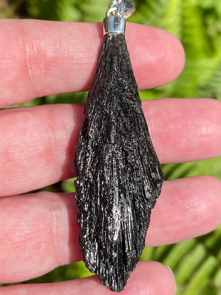 Large Rough Black Kyanite Pendant - Morganna’s Treasures 