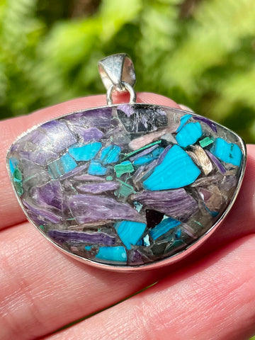 Charoite in Chrysocolla Pendant - Morganna’s Treasures 