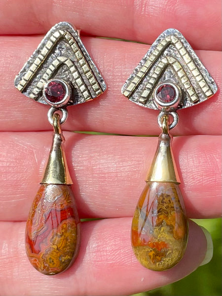 Red Seam Agate and Garnet Earrings - Morganna’s Treasures 