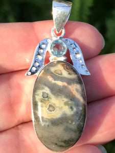 Ocean Jasper and Blue Topaz Pendant - Morganna’s Treasures 